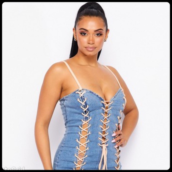 Laceup Denim dress - Picture 5 of 7